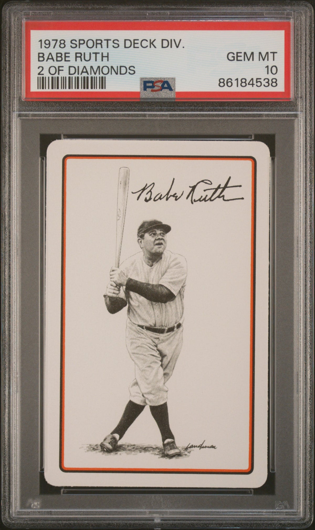 Babe Ruth 1978 Sports Deck 2 of Diamonds Baseball Card Graded PSA 10 Cert # 86184538-Powers Sports Memorabilia