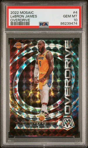 LeBron James 2022 Panini Mosaic Overdrive Basketball Card #4 Graded PSA 10 Cert #86239474-Powers Sports Memorabilia