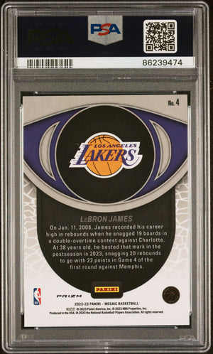 LeBron James 2022 Panini Mosaic Overdrive Basketball Card #4 Graded PSA 10 Cert #86239474-Powers Sports Memorabilia