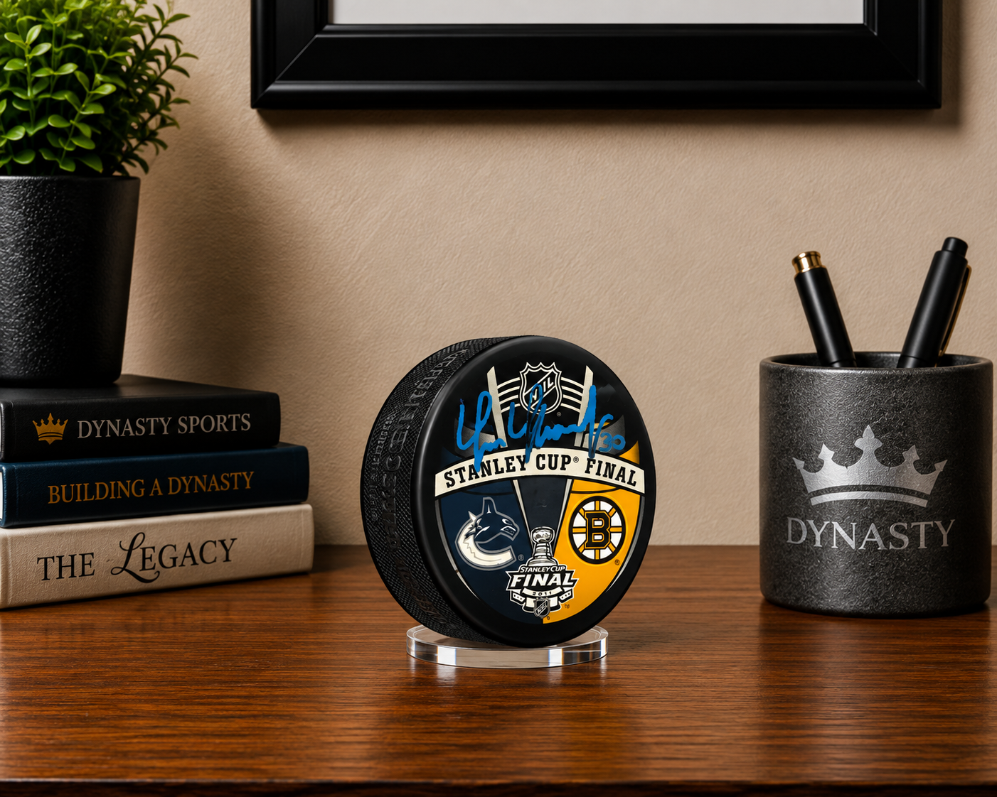 Tim Thomas Boston Bruins Signed 2011 Stanley Cup Finals Puck-Powers Sports Memorabilia
