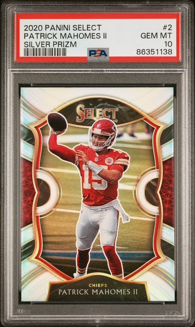 Patrick Mahomes II 2020 Panini Select Silver Prizm Kansas City Chiefs Football Card #2 Graded PSA 10 Cert #86351138-Powers Sports Memorabilia