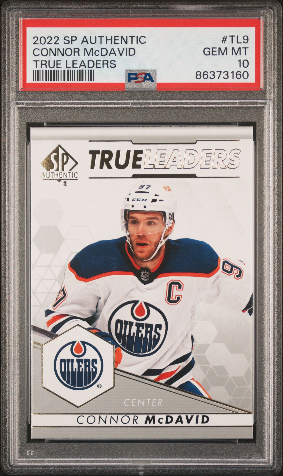 Connor McDavid 2022 SP Authentic True Leaders Hockey Card #TL9 Graded PSA 10 Cert #86373160-Powers Sports Memorabilia