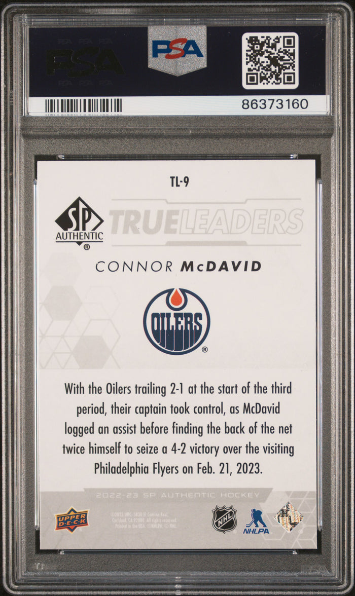 Connor McDavid 2022 SP Authentic True Leaders Hockey Card #TL9 Graded PSA 10 Cert #86373160-Powers Sports Memorabilia