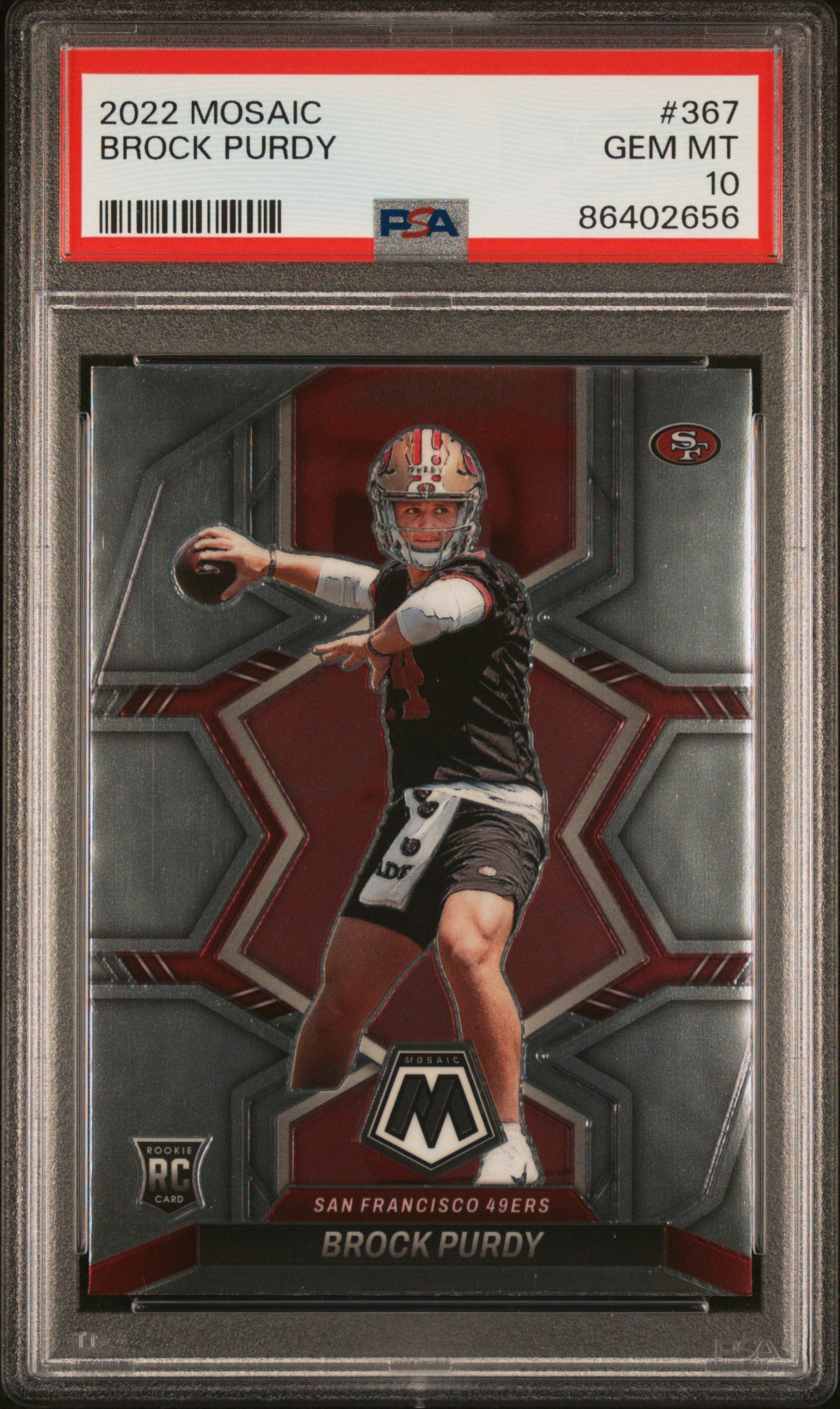 Brock Purdy 2022 Panini Mosaic Football Rookie Card #367 Graded PSA 10 Cert #86402656-Powers Sports Memorabilia