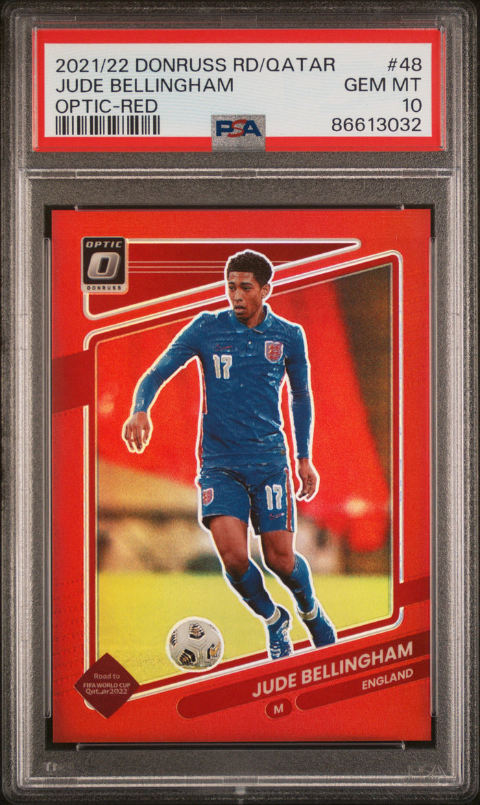 Jude Bellingham 2021 Donruss Optic World Cup Red Card #48 PSA 10 114/149-Powers Sports Memorabilia