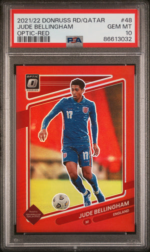 Jude Bellingham 2021 Donruss Optic World Cup Red Card #48 PSA 10 114/149