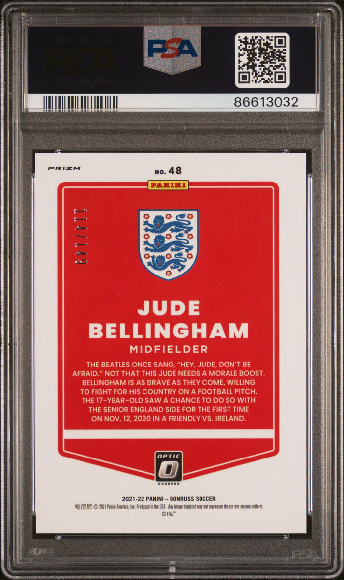 Jude Bellingham 2021 Donruss Optic World Cup Red Card #48 PSA 10 114/149-Powers Sports Memorabilia