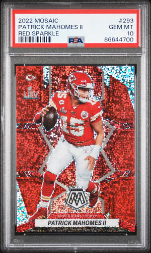 Patrick Mahomes II 2022 Mosaic Red Sparkle Super Bowl LIV MVP Kansas City Chiefs Football Card #293 Graded PSA 10 Cert #86644700-Powers Sports Memorabilia