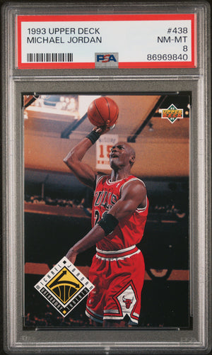 Michael Jordan 1993 Upper Deck Chicago Bulls Basketball Card #438 Graded PSA 8 Cert #86969840-Powers Sports Memorabilia
