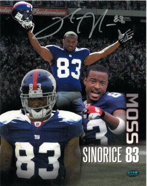 Sinorice Moss Autographed New York Giants 8x10 Photo Collage- Moss Hologram-Powers Sports Memorabilia