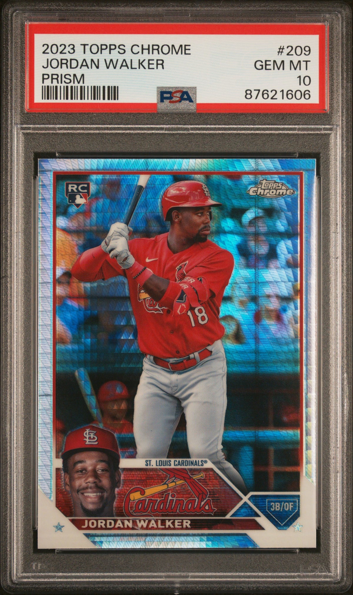 Jordan Walker 2023 Topps Chrome Prism RC Rookie Card #209 PSA 10-Powers Sports Memorabilia