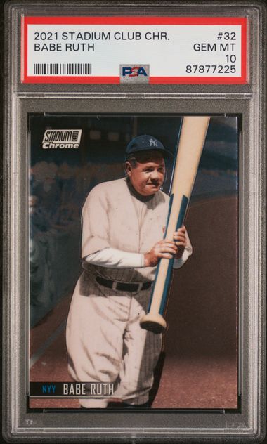 Babe Ruth 2021 Topps Stadium Club Chrome Baseball Card #32 Graded PSA 10-Powers Sports Memorabilia