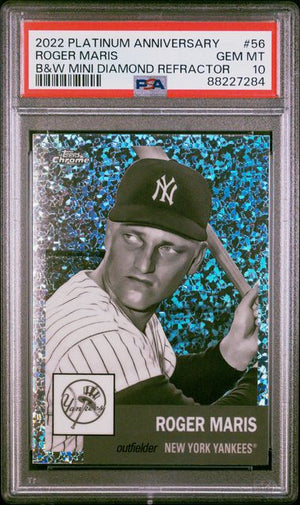 Roger Maris 2022 Topps Chrome Black White Refractor Baseball Card #56 Graded PSA 10-Powers Sports Memorabilia