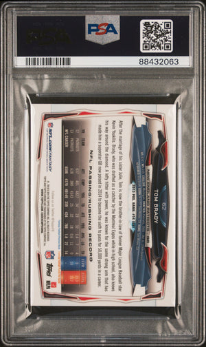 Tom Brady 2014 Topps Chrome Mini Blue Jersey Football Card #62 Graded PSA 10-Powers Sports Memorabilia