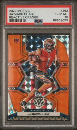 Ja'Marr Chase 2022 Panini Mosaic Orange Card #263 PSA 10
