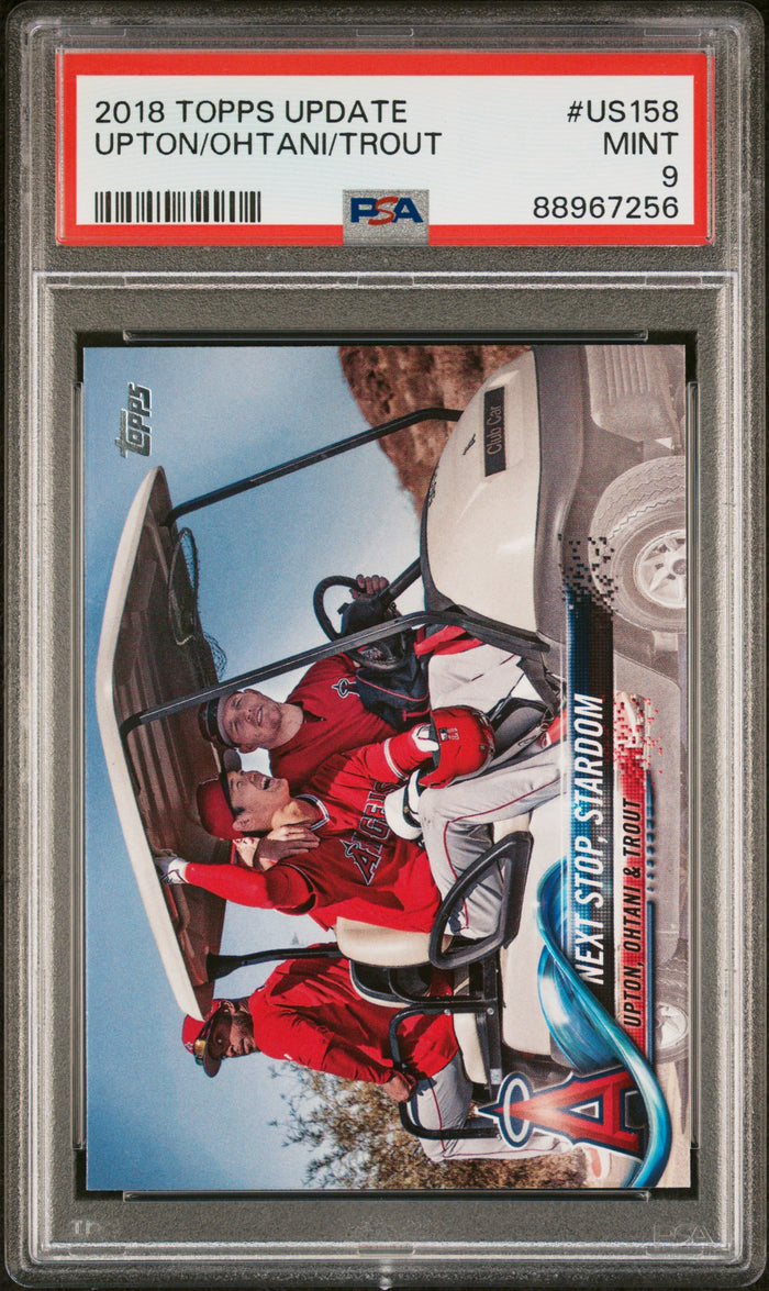Shohei Ohtani Mike Trout Justin Upton 2018 Topps Update Los Angeles Angels Baseball RC Rookie Card #US158 Graded PSA 9 Cert #88967256-Powers Sports Memorabilia