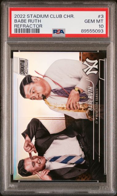 Babe Ruth 2022 Stadium Club Chrome Refractor Baseball Card #3 Graded PSA 10-Powers Sports Memorabilia