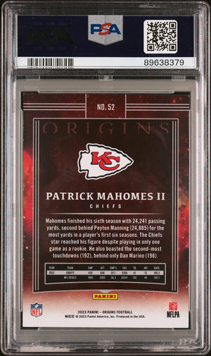 Patrick Mahomes II 2023 Panini Origins Gold Football Card #52 Graded PSA 8 24/25 Cert #89638379-Powers Sports Memorabilia