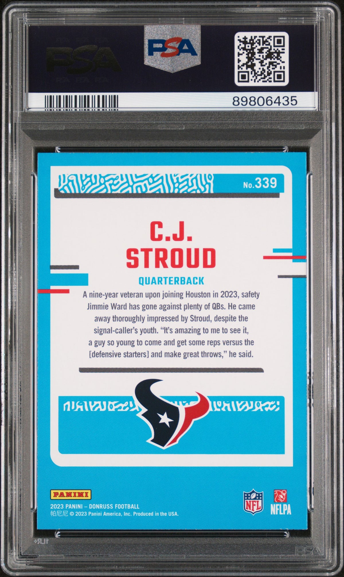 C.J. Stroud 2023 Donruss Texans RC Rookie Card #339 PSA 10