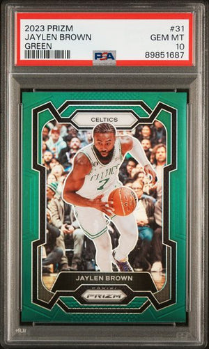 Jaylen Brown 2023 Panini Prizm Green Basketball Card #31 Graded PSA 10-Powers Sports Memorabilia