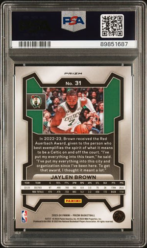 Jaylen Brown 2023 Panini Prizm Green Basketball Card #31 Graded PSA 10-Powers Sports Memorabilia