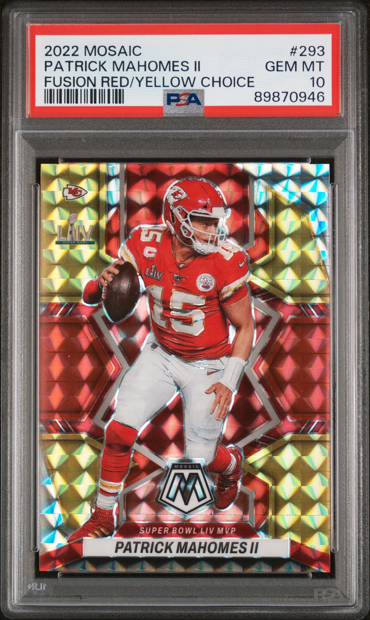 Patrick Mahomes 2022 Mosaic Red Yellow Card #293 PSA 10 /80