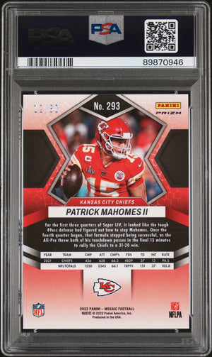 Patrick Mahomes 2022 Mosaic Red Yellow Card #293 PSA 10 /80