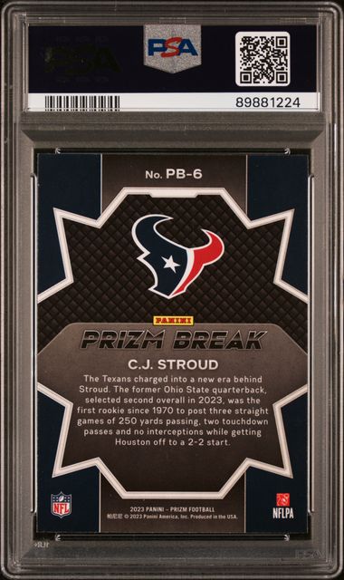 CJ Stroud 2023 Panini Prizm Break Football Rookie Card #PB6 Graded PSA 10-Powers Sports Memorabilia