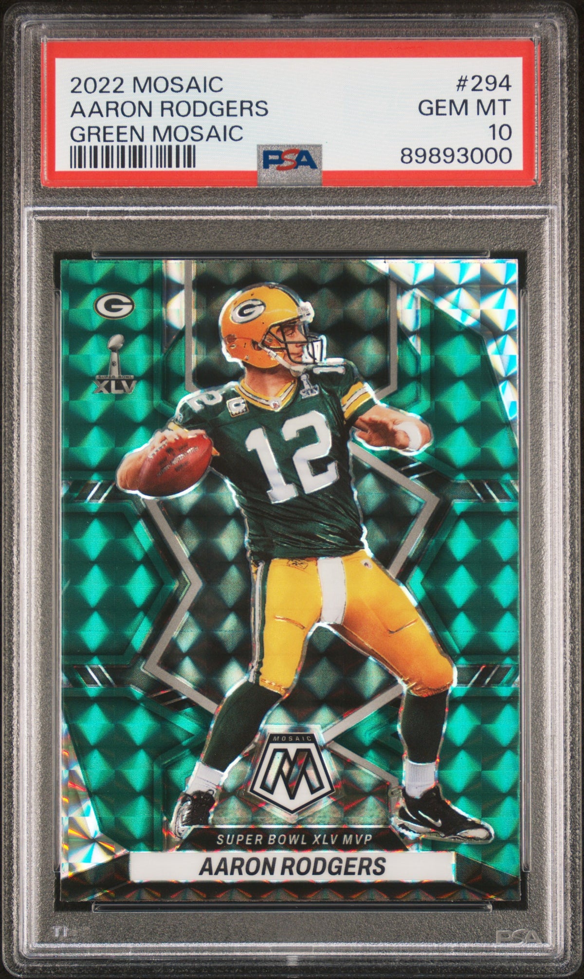 Aaron Rodgers 2022 Panini Mosaic Green Football Card #294 Graded PSA 10-Powers Sports Memorabilia