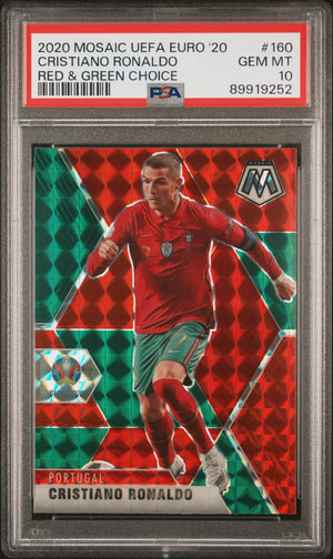 Cristiano Ronaldo 2020 Panini Mosaic UEFA EURO Red Green Choice Soccer Card #160 Graded PSA 10-Powers Sports Memorabilia