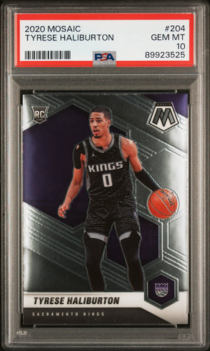 Tyrese Haliburton 2020 Panini Mosaic Basketball Rookie Card #204 Graded PSA 10-Powers Sports Memorabilia