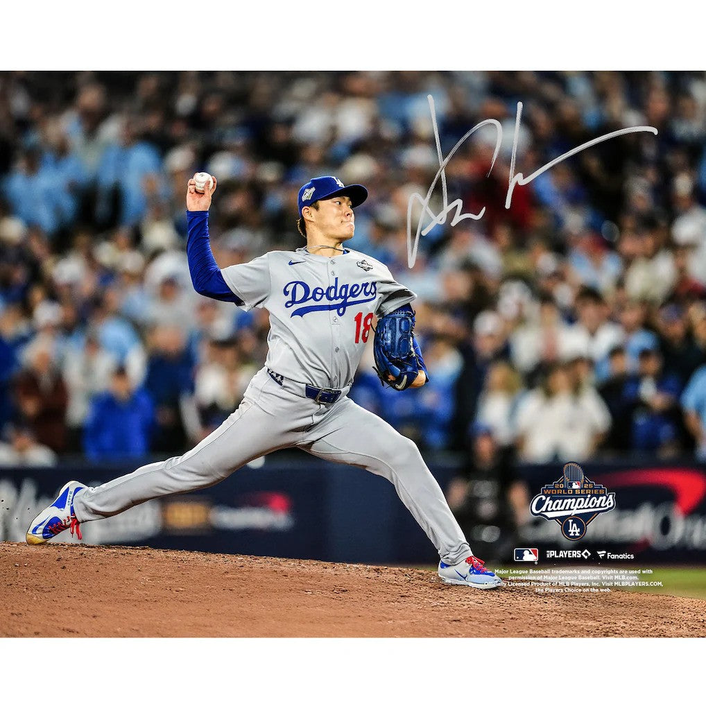 Yoshinobu Yamamoto Los Angeles Dodgers Autographed 2025 World Series Champions 16&quot; x 20&quot; Photograph (PRE SALE)-Powers Sports Memorabilia