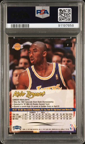 Kobe Bryant 1997 Ultra Los Angeles Lakers Card #1 PSA 7