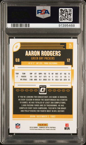 Aaron Rodgers 2018 Panini Donruss Optic Football Card #37 Graded PSA 10