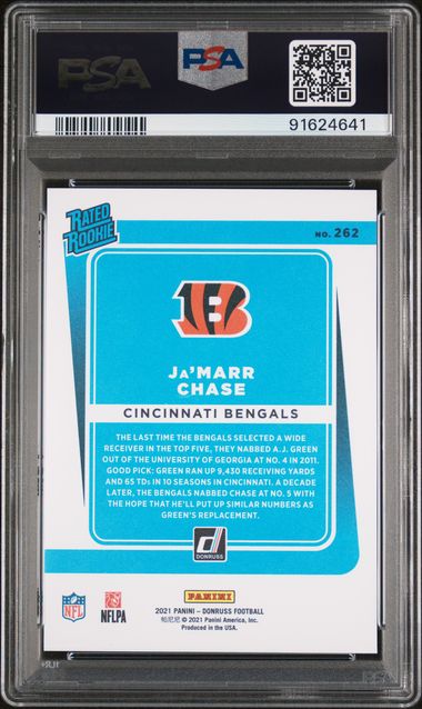 Ja&#39;Marr Chase 2021 Panini Donruss Press Proof Premium Rookie Card RC #262 PSA 10-Powers Sports Memorabilia