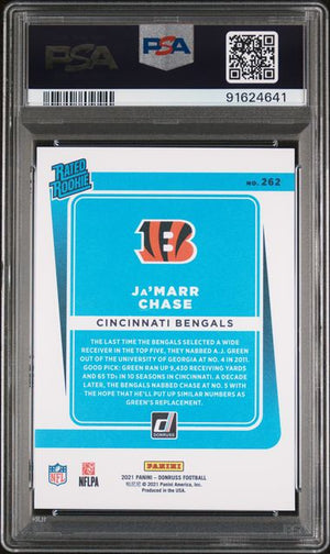 Ja'Marr Chase 2021 Panini Donruss Press Proof Premium Rookie Card RC #262 PSA 10-Powers Sports Memorabilia