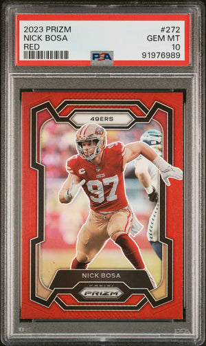 Nick Bosa 2023 Panini Prizm Red Football Card #272 Graded PSA 10