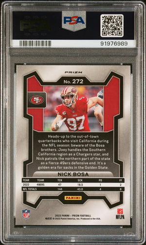 Nick Bosa 2023 Panini Prizm Red Football Card #272 Graded PSA 10