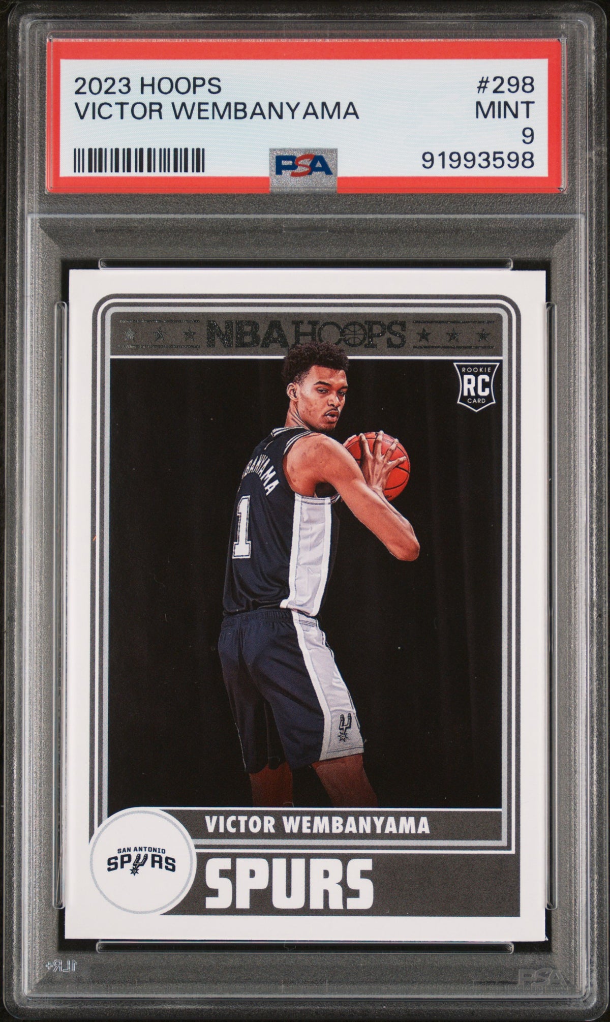 Victor Wembanyama 2023 NBA Hoops San Antonio Spurs Basketball Rookie Card #298 Graded PSA 9 Cert #91993598-Powers Sports Memorabilia