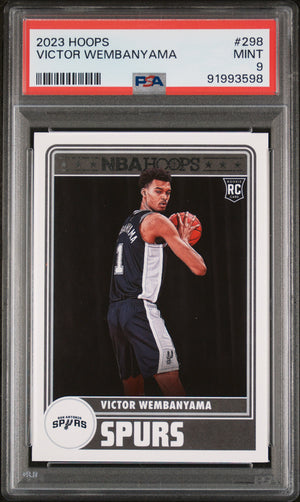 Victor Wembanyama 2023 NBA Hoops San Antonio Spurs Basketball Rookie Card #298 Graded PSA 9 Cert #91993598-Powers Sports Memorabilia