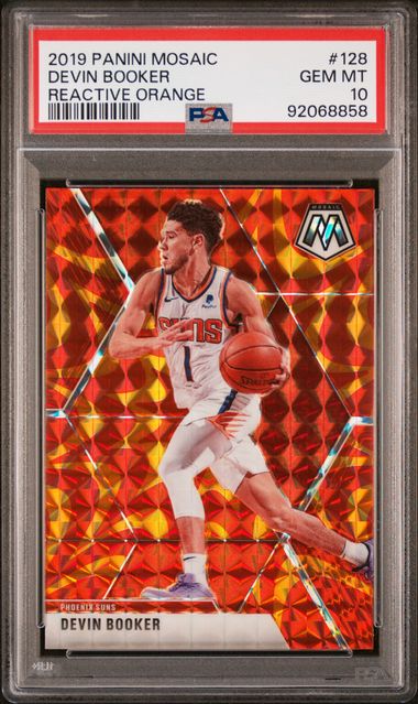 Devin Booker 2019 Panini Mosaic Reactive Orange Basketball Card #128 Graded PSA 10-Powers Sports Memorabilia