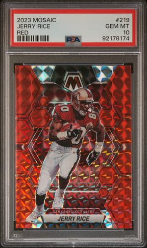 Jerry Rice 2023 Panini Mosaic Red Football Card #219 Graded PSA 10-Powers Sports Memorabilia
