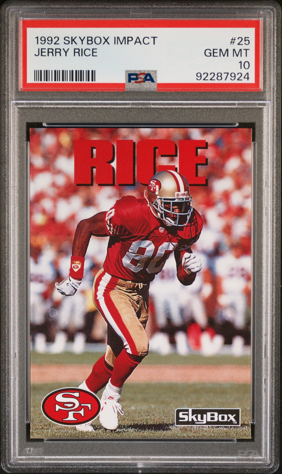 Jerry Rice 1992 Skybox Impact Football Card #25 Graded PSA 10-Powers Sports Memorabilia
