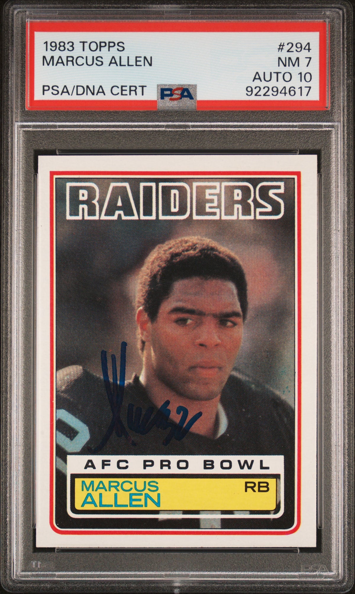 Marcus Allen 1983 Topps Signed Football Rookie Card #294 PSA 7 Auto Graded 10-Powers Sports Memorabilia