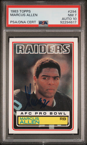 Marcus Allen 1983 Topps Signed Football Rookie Card #294 PSA 7 Auto Graded 10-Powers Sports Memorabilia
