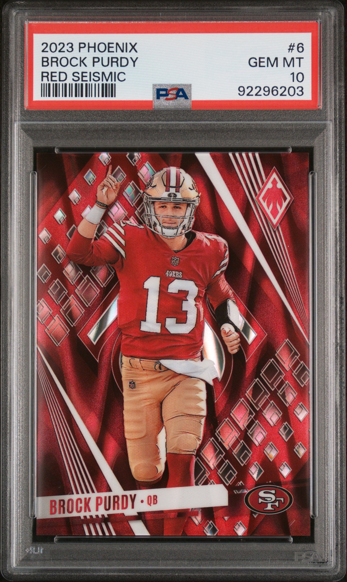 Brock Purdy 2023 Panini Phoenix Red Seismic Football Card #6 PSA 10 /199