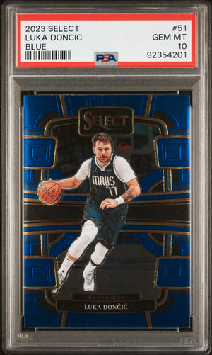 Luka Doncic 2023 Panini Select Blue Basketball Card #51 Graded PSA 10-Powers Sports Memorabilia