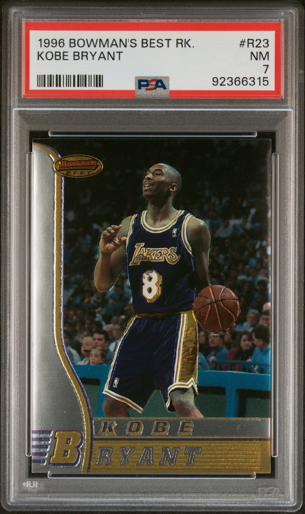 Kobe Bryant 1996 Bowman's Best Lakers Rookie Card #R23 PSA 7
