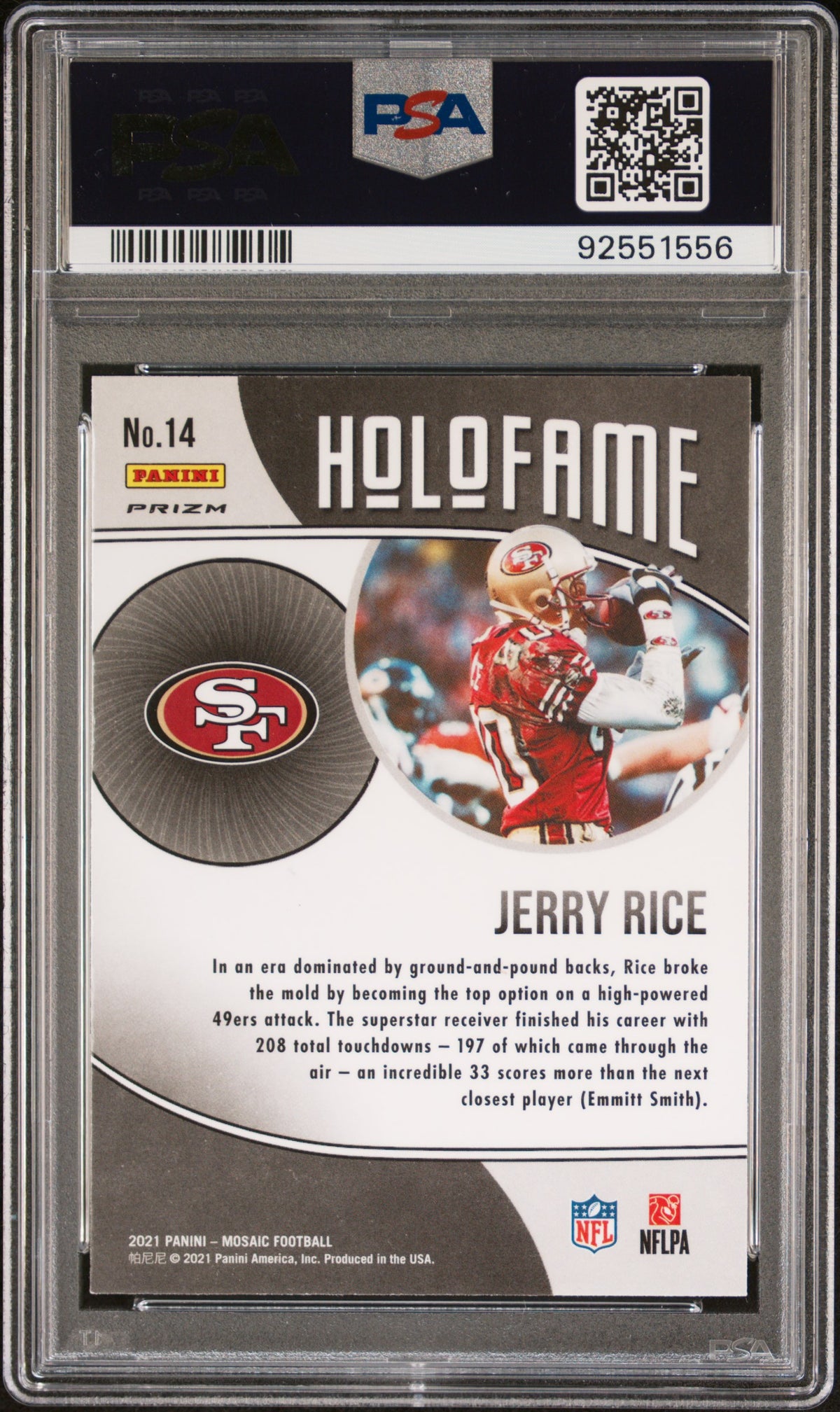 Jerry Rice 2021 Panini Mosaic Holofame Football Card #14 Graded PSA 10-Powers Sports Memorabilia