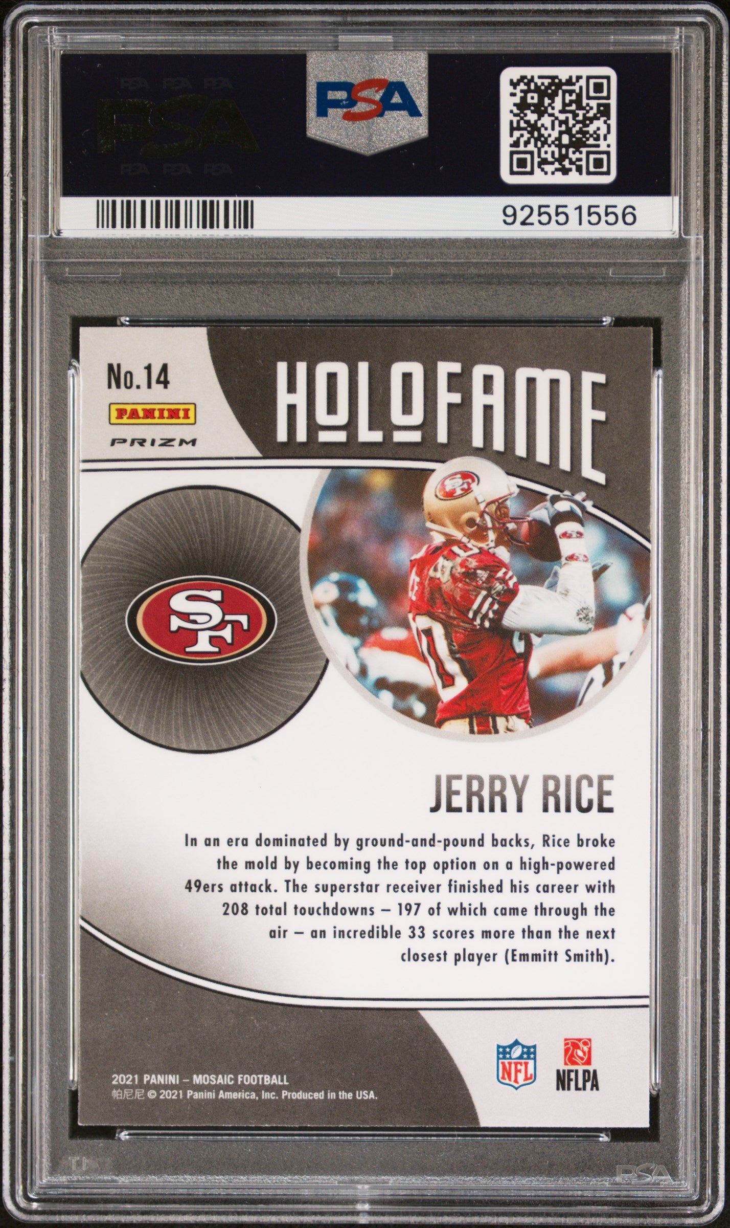 Jerry Rice 2021 Panini Mosaic Holofame Football Card #14 Graded PSA 10-Powers Sports Memorabilia